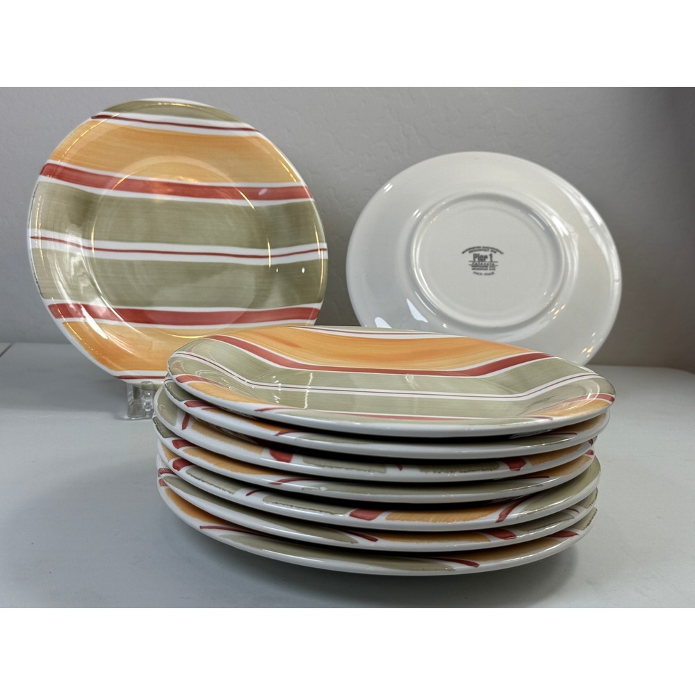 Pier 1 Valencia Dinner Plates Set of 8 Hand Painted Italy Earthenware 10 5/8"